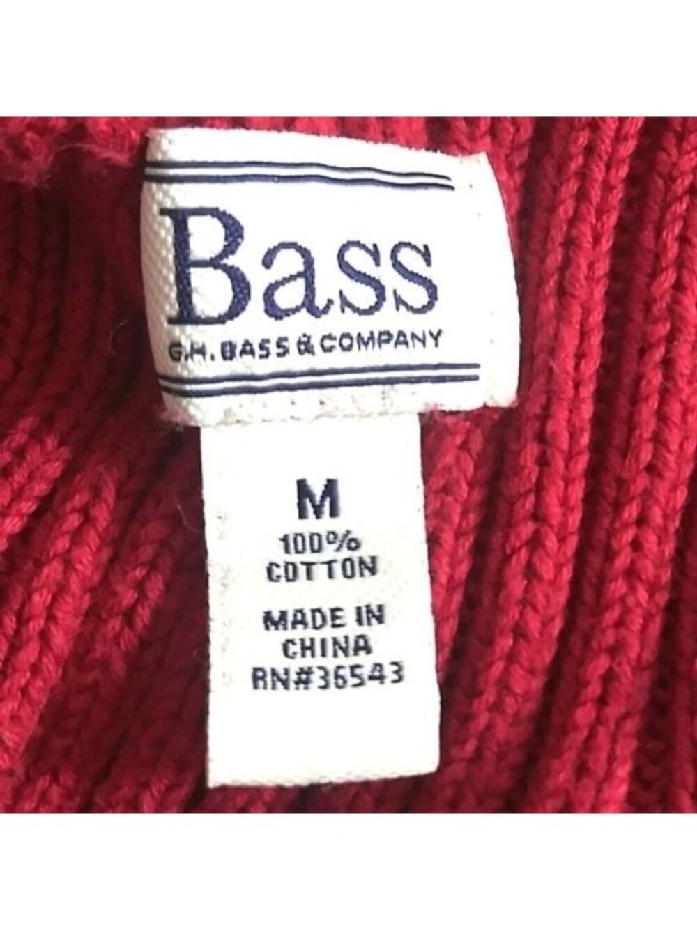 G H Bass & Co Size Medium Cardigan Sweater Red Button-Up Cable Knit Chic Warm - Picture 7 of 8